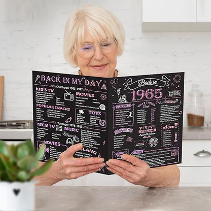 60th Birthday Card for Women, Jumbo 3D Pop Up 60th Birthday Gifts for Mom Grandma, Back In 1965 Happy 60 Year Old Sister Birthday Decorations Cards Card for Her, Rose Gold