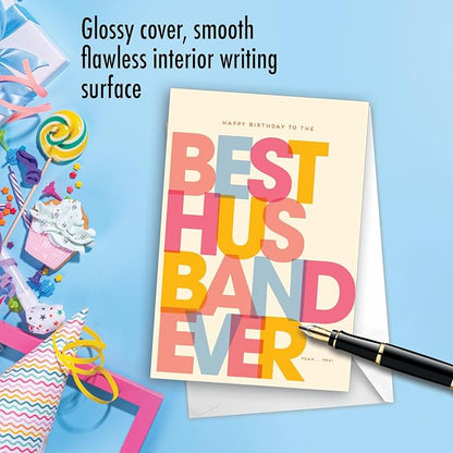 NobleWorks - 1 Funny Men's Birthday Card - Hilarious Bday Greeting Card with Envelope, Sassy Celebration - Best Husband Ever C7354BDG