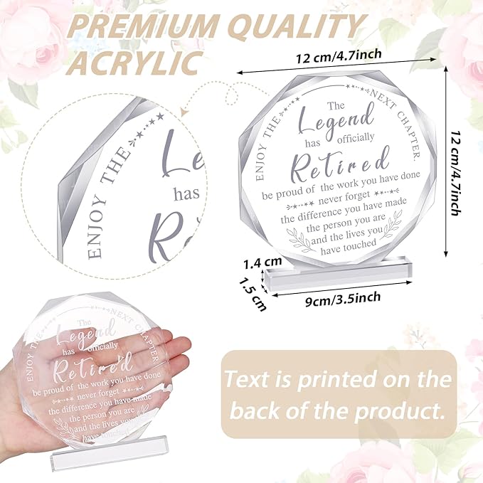 Chunful Happy Retirement Gifts for Men Women Never Understand the Difference You Made Keepsake and Paperweight Retirement Plaque Inspirational Gifts for Retired Teacher Police Nurse(Classic Style)