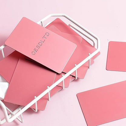 Thick Aluminum Metal Business Cards Anodized Aluminum 86 X 54 X 0.8mm 15 pcs Include Protector Sleeves (Pink)