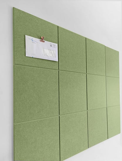 Large Cork Board Alternative - 47"x35" 12 Pack Felt Wall Tiles with Safe Removable Adhesive Tabs, Cork Wall Tiles Cork Board for Home Office Pin Board Tack Board 48 x 36 - Spring Green