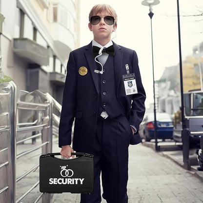 Aoriher Ring Security Wedding Set Include Ring Bearer Box Security Badge Sunglass Security Earpiece Bow Tie ID Badge Holder with ID Card Envelope Invitation Card for Proposal Gift(9 Pcs)