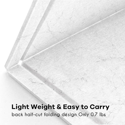 Bulletin Board, 24 x 18 inches Felt Board Decorative Pin Board, Cork Board Alternative for Wall, Foldable Photo Board Self-Adhesive Vision Board Mood Board with 20 Pushpins - Marble White