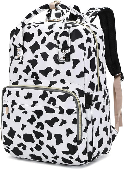 Cow Print Laptop Backpack College Bookbag School Backpack for Women Girls, Travel Backpack 15.6 Inch Computer Backpacks