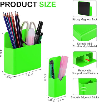 Magnetic Pen Holder,2 Pack Magnetic Dry Erase Marker Holder with Generous Compartments,Strong Magnet Storage Marker Pen Pencil Organizer for Refrigerator,Whiteboard,Locker Accessories