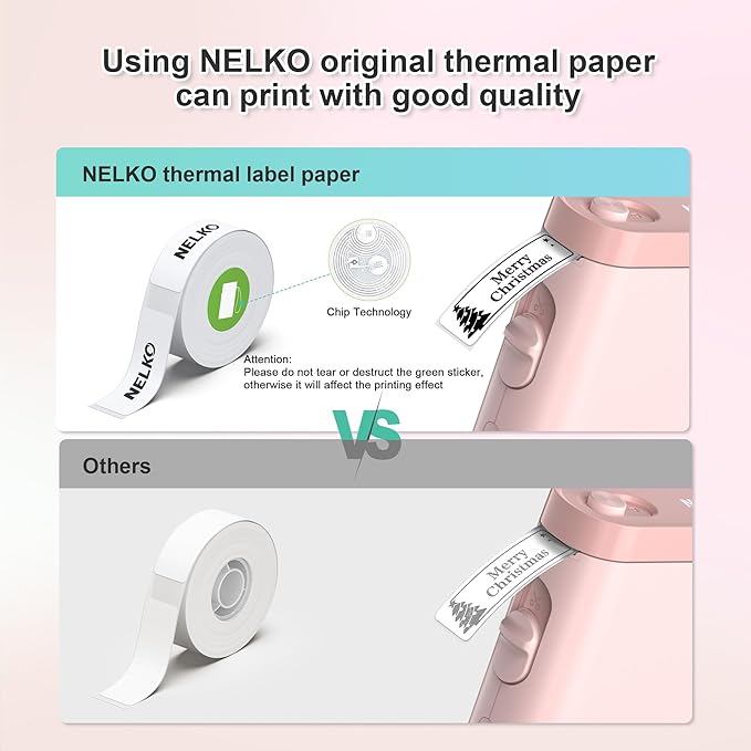Nelko Label Maker Machine with Tape, P21 Bluetooth Label Printer, Wireless Mini Label Makers with Multiple Templates for Organizing Office Home, Pink