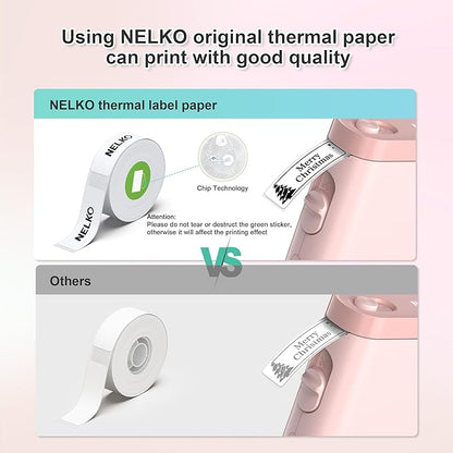 Nelko Label Maker Machine with Tape, P21 Bluetooth Label Printer, Wireless Mini Label Makers with Multiple Templates for Organizing Office Home, Pink