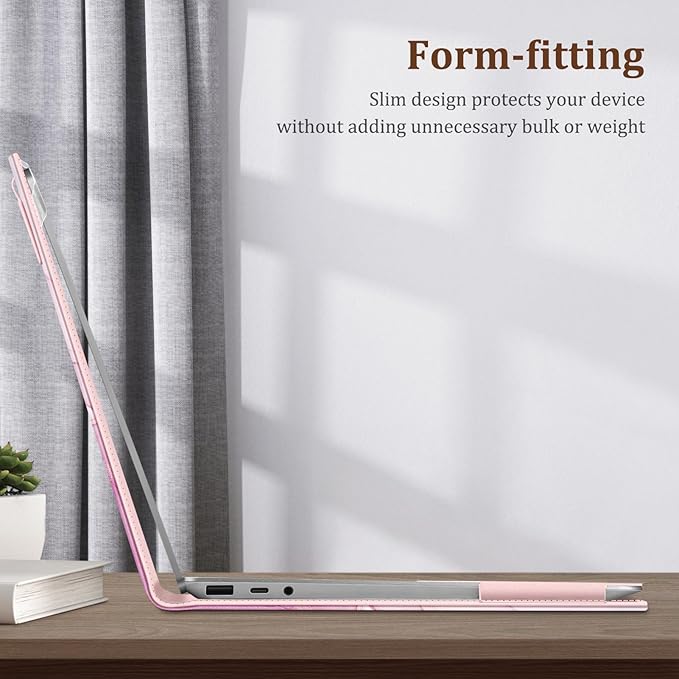 Fintie Sleeve Case for 12.4 Inch Microsoft Surface Laptop Go 3/2/1 (Model: 2013/1943), Premium PU Leather Protective Folio Book Cover with Large Pocket (Dreamy Marble)