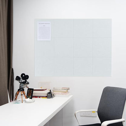 Large Felt Bulletin Board(48" x 36"),Cork Board Alternative,12 Pack Felt Wall Tiles with Safe Removable Adhesive Tabs,Notice Pin Board/Message Board/Vision Board for Office, School & Home