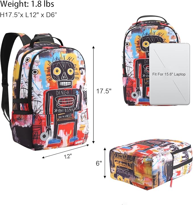 UNIKER Travel Laptop Backpack,Graffiti Backpack for Work,Designer Laptop Backpack for 15.6 Inch,Water Resistant Backpack Computer Bag,Scientist