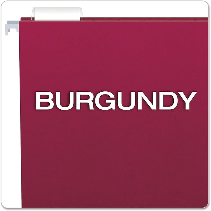 Pendaflex PFX81613 Recycled Hanging Folders, Letter Size, Burgundy, 1/5 Cut, 25/BX (81613)