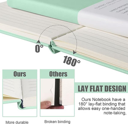 Lined Journal Notebook, 10Pack(Eggshell Green), 160 Pages, Medium 5.7 inches x 8 inches - 100 gsm Thick Paper, Hardcover