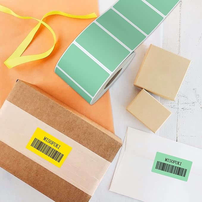 Misofuki 2.25x1.25 6000 Labels 6-Color Assorted Rectangular Direct Thermal Label Rolls Bulk Set Compatible with Zebra Rollo MUNBYN POLONO & Other Thermal Printer, Self-Adhesive Direct Thermal Stickers