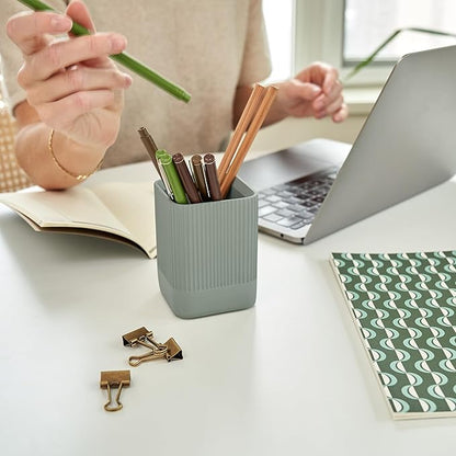 KIBAGA Aesthetic Pen Holder for Desk - Modern Concrete Pencil Holder - Cute and Functional Desk Organizer for Office Supplies - Stylish Office Decor Pen Cup