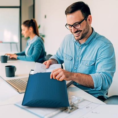 UCGOU Bubble Mailers 8.5x12 Inch Navy Blue 25 Pack Usable Size 8.5x11 Poly Padded Envelopes #2 Medium Mailing Opaque Packaging Postal Self Seal Waterproof Boutique Shipping Bags for Clothes Makeup