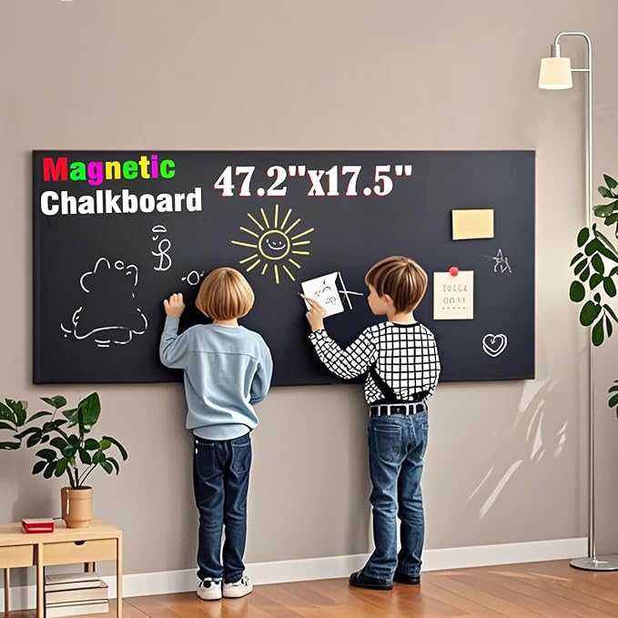 Self Adhesive Magnetic Chalkboard Contact Paper for Kids 47.2" x 17.5" Suitable for Home School Office Alternative Magnetic Blackboard Paint
