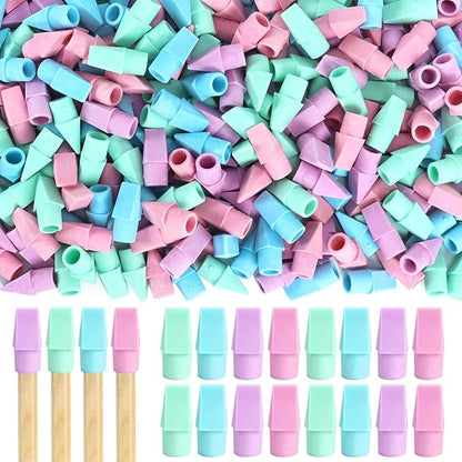 PRALB 400PCS Pencil Top Eraser Bulk Caps for Pencils,Chisel Shape Erasers Toppers Assorted Colors for Party Favors Games Prizes, Pencil Top Erasers Cap for Home School Classroom Office,Color 4