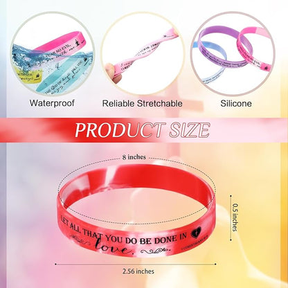 Unittype 240 Pcs Christian Silicone Bracelets Bulk Scripture Gifts Bible Verse Rubber Wristbands Religious Church Gifts for Women Men Party Favors Birthday Easter Baptism Gifts(Rainbow Color)