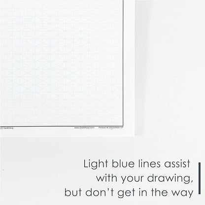 11" x 17" Isometric Graph Paper 50 Sheets Landscape - 0.25" Grid, Non-photo Blue, High Brightness, Drafting, Engineering, Art, 3D Design (3-Pack)