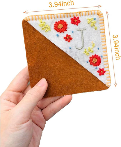 Personalized Hand Embroidered Corner Bookmark, Bookmarks for Women, Personalized Bookmark for Books, Cute Flower Book Mark, Hand Stitch Gift for Women for Book Lovers by HNQCPCVU (P, White)