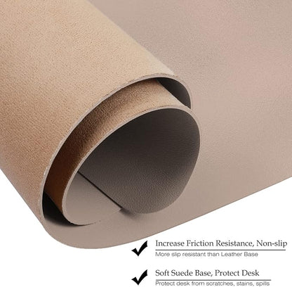 Boutilon Leather Desk Pad 24"x 14" Non-Slip Mouse Pad,Office Desk Mat,Waterprooft PU Leather Desk Blotter,Desk Pad Protector,Desk Writing Pad for Home Office Decor (S-Champagne)