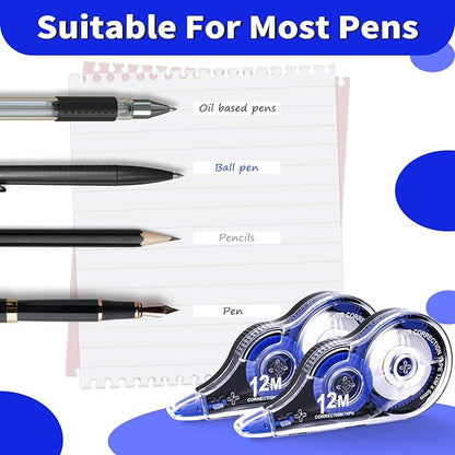 Correction Tape, 10 Pack Correction Tape Easy To Use Applicator for Instant Corrections, 39 ft Each Correction Tape for Study Supplies and Office Products (Blue)