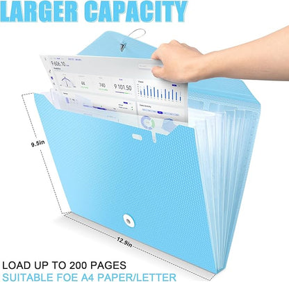 Nicecho Expanding File Folder, 7 Pockets Accordion File Organizer, A4 Letter Size Paper Document Receipt Organizer Accordian Filing Folder for Classroom, Home, Office and Travel (Blue)