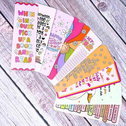 10PC Bookmarks for Women, Cute Colorful Bookmark for Book Lovers Reading Accessories Book Marks Laminated Plastic Cool Design Motivational Affirmation Summer Notebook Novelty for Girls