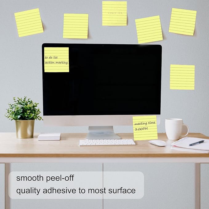 48 Pack 1920 Sheets Pop Up Sticky Notes Lined 3x3 inch Self-Stick Notes Pads Post Lined Sticky Note Pads Accordion Pop Up Notes Refill for Dispenser Home Office School, 80 Sheets/pad (Yellow)