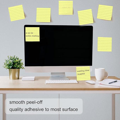 48 Pack 1920 Sheets Pop Up Sticky Notes Lined 3x3 inch Self-Stick Notes Pads Post Lined Sticky Note Pads Accordion Pop Up Notes Refill for Dispenser Home Office School, 80 Sheets/pad (Yellow)