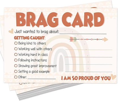 LOVEDMORE Boho Classroom Brag Cards for Teachers, Preschool, Elementary Classroom Incentives Cards for Students