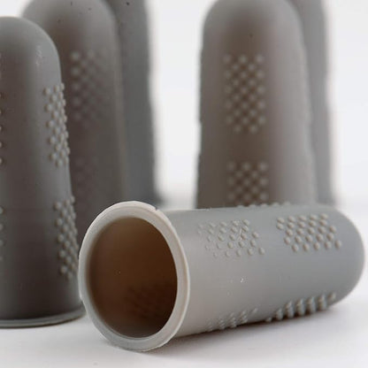 Finger Protectors [Flex Series - 12-Pack] Silicone Non-Stick Finger Covers [Grey - Small (6) / Medium (6)] for Hot Glue | Sewing | Wax | Rosin | Resin | Honey | Adhesives | Scrapbooking