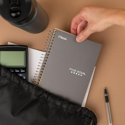 Five Star Spiral Notebook, 1 Subject, College Ruled Paper, Personal Size - 7" x 4-3/8", 80 Sheets, Gray (450048AA3-ECM) (Packaging May Vary)