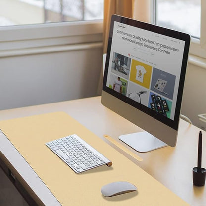 Boutilon Leather Desk Pad, 30" x 14", Non-Slip, Waterproof PU Leather, Golden