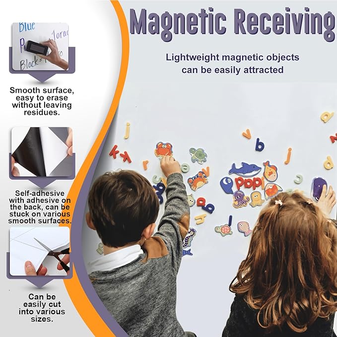 Magnetic Whiteboard Sticker - Adhesive Backing 36'' x 18'' Dry Erase Board for Wall Whiteboard Contact Paper for Kids Office Home Include Marker Magnet Eraser