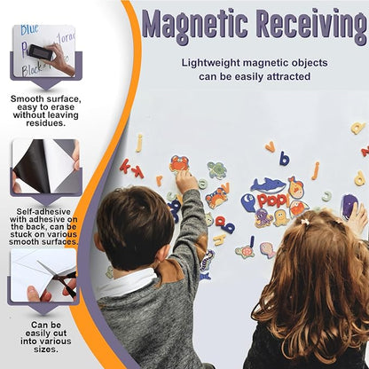 Magnetic Whiteboard Sticker - Adhesive Backing 18'' x 12'' Dry Erase Board for Wall Whiteboard Contact Paper for Kids Office Home Include Marker Magnet Eraser