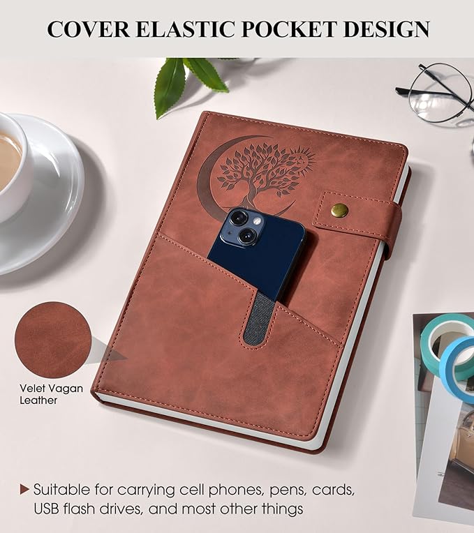 365 Page Thick Lined Journal Notebook for Men Women, B5 Large Leather Journals for Writing, Hardcover Notebooks for Work, School, Note Taking, Business, Travel Diary, College Ruled 7.6" x 10"