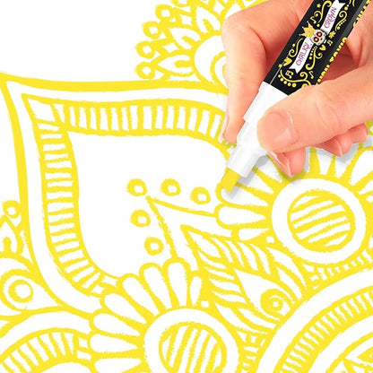 CHALKY CROWN Liquid Chalk Marker Pen - Dry Erase Marker - Chalk Markers for Chalkboard Signs, Windows, Blackboard, Glass - 6mm Reversible Tip (Yellow, 5 Pack)