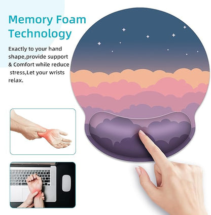 Ergonomic Mouse Pad with Wrist Support,Pink Rainbow Mouse Pad with Wrist Rest,Relieve Wrist Pain Mousepad Non-Slip Rubber Base,Cute Mouse Pads for Desk,Computers,Laptop,Office,Gaming,Accessories