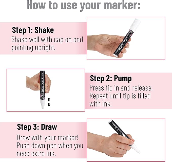 Mr. Pen- White Chalk Markers, 4 pcs, Assorted Size, Chalk Marker, Chalk Pen, Liquid Chalk Marker, Chalk Markers White, White Chalk Pen, Chalkboard Marker, White Chalkboard Marker, Chalkboard Pen