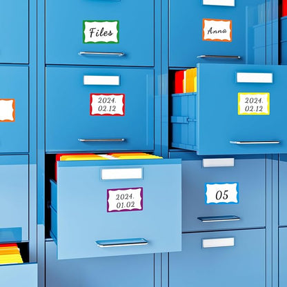 6 Classic Colors Name Tag Stickers,240PCS Waterproof Stickers Name Tags 3 1/2 X 2 1/4 Name Labels for Office,Meeting,School and Home