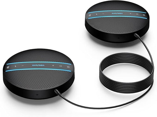 Bluetooth Conference Speakerphone SP300KIT 2pk Bundle, up to 16 Attendees, 18H Call Time, 360°Voice Pick-up 2x6 AI Echo & Noise Canceling Microphones, Daisy Chain