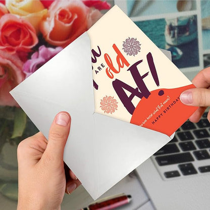 NobleWorks - 1 Sassy Happy Birthday Card Funny - Hilarious Grown-Up Card for Women, Wife, Stationery Humor - Old AF C6398BDG