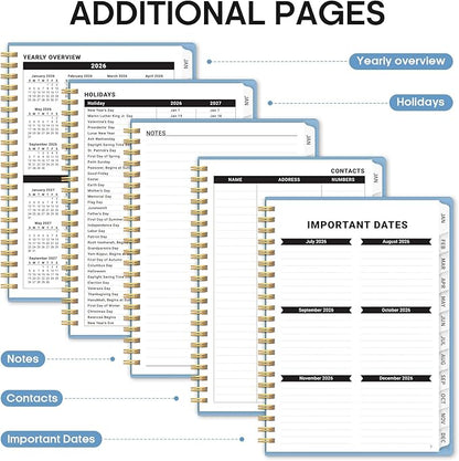2026 Planner, Weekly and Monthly Calender Planner, Jan 2026 to Dec 2026, Hardcover 2026 Calendar Planner Book with Tabs & Inner Pocket, Office Home School Supplies for Women & Men - A4 (8.5" x 11"), Blue