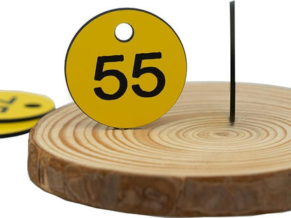 StayMax Plastic ID Number Tags Engraved Tags Key Tags Without Key Rings (1-100, Yellow)