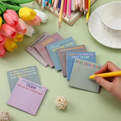 Yinder 24 Pcs Team Sticky Notes Team Appreciation Gifts Bulk Employee Coworker Inspirational Sticky Notes Pad Appreciation Gifts for Teacher Nurse Office Supplies 3 x 3''(Morandi,Appreciation)