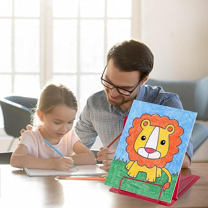 Full Red Metal Book Stand - Adjustable Book Holder for Reading