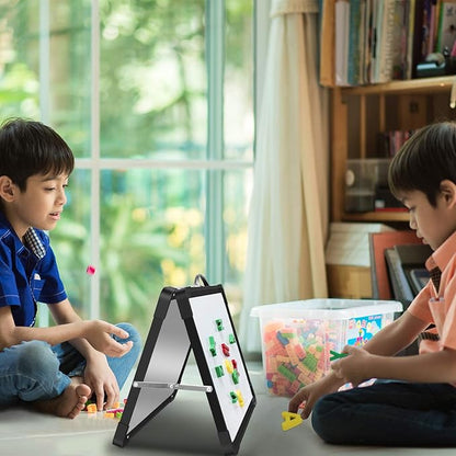 H-Qprobd Small Dry Erase White Board - 16"x 12" Double Sided Mini Foldable Magnetic Desktop whiteboard for Drawing, Teacher Instruction and Meeting Discuss