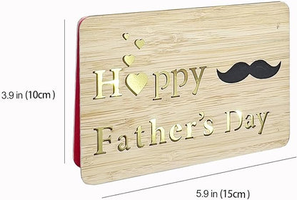 Fathers Day Cards,Handmade Bamboo Greeting Cards,Wooden Thankyou Card,Father's day Card for Dad,Happy fathers day
