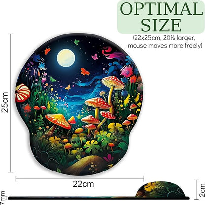 Mushroom Mouse Pad, Ergonomic Mouse Pad with Wrist Rest, Gaming Mouse Pad Wrist Support with Non-Slip Pain Relief PU Base, Funny Mouse Pads for Desk, Cute Home Office Desk Accessories Decor